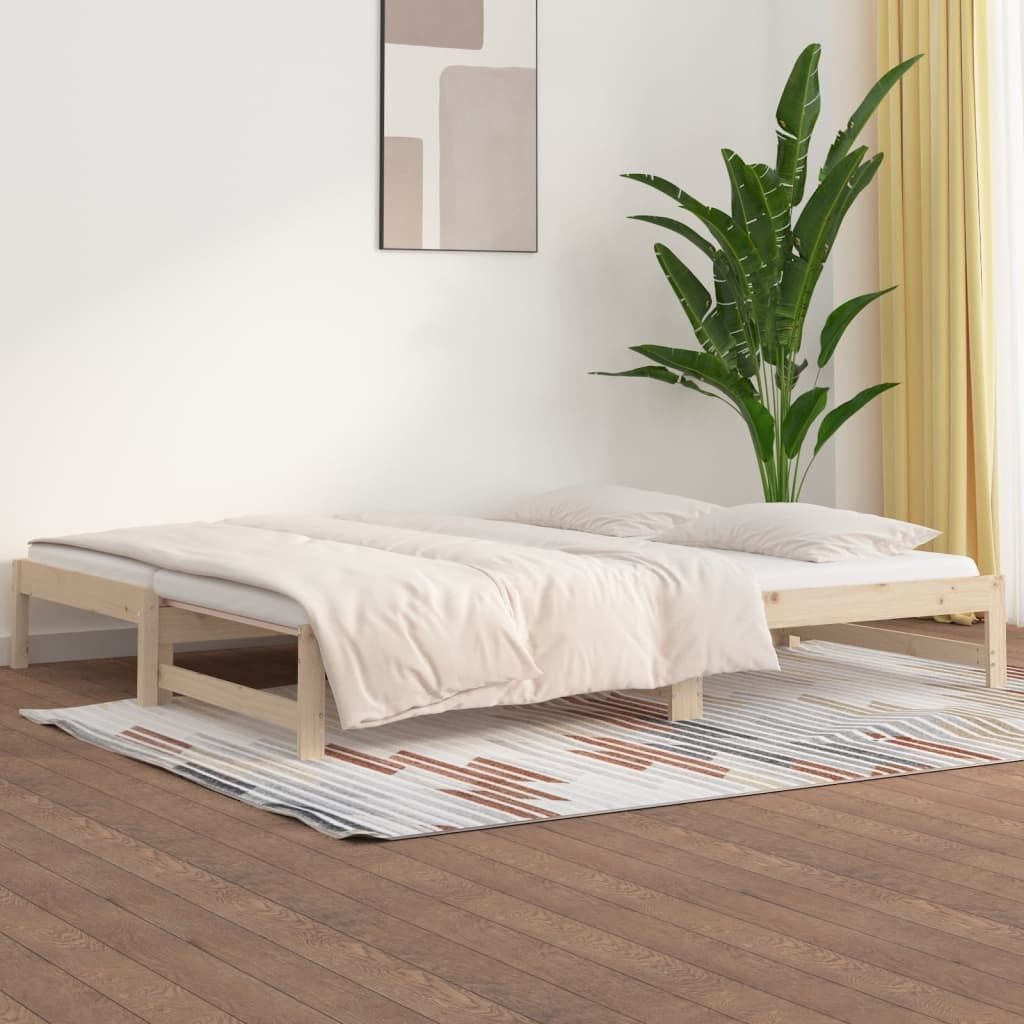 Pat extensibil de zi 2x(90x200) cm, lemn masiv de pin