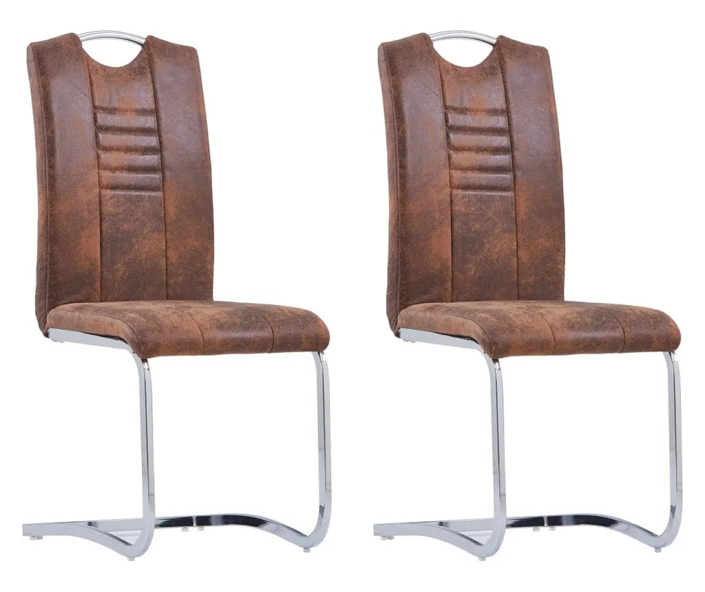 Scaune de bucătărie consolă, 4 buc., maro, piele întoarsă eco