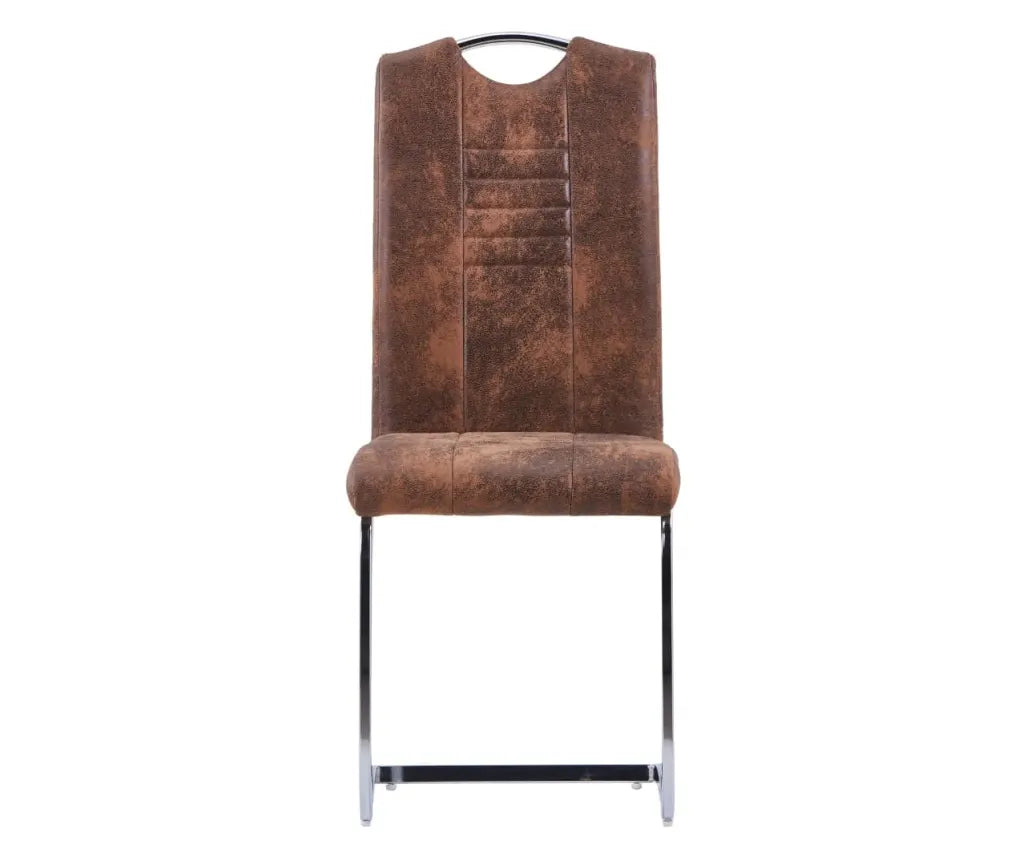 Scaune de bucătărie consolă, 4 buc., maro, piele întoarsă eco