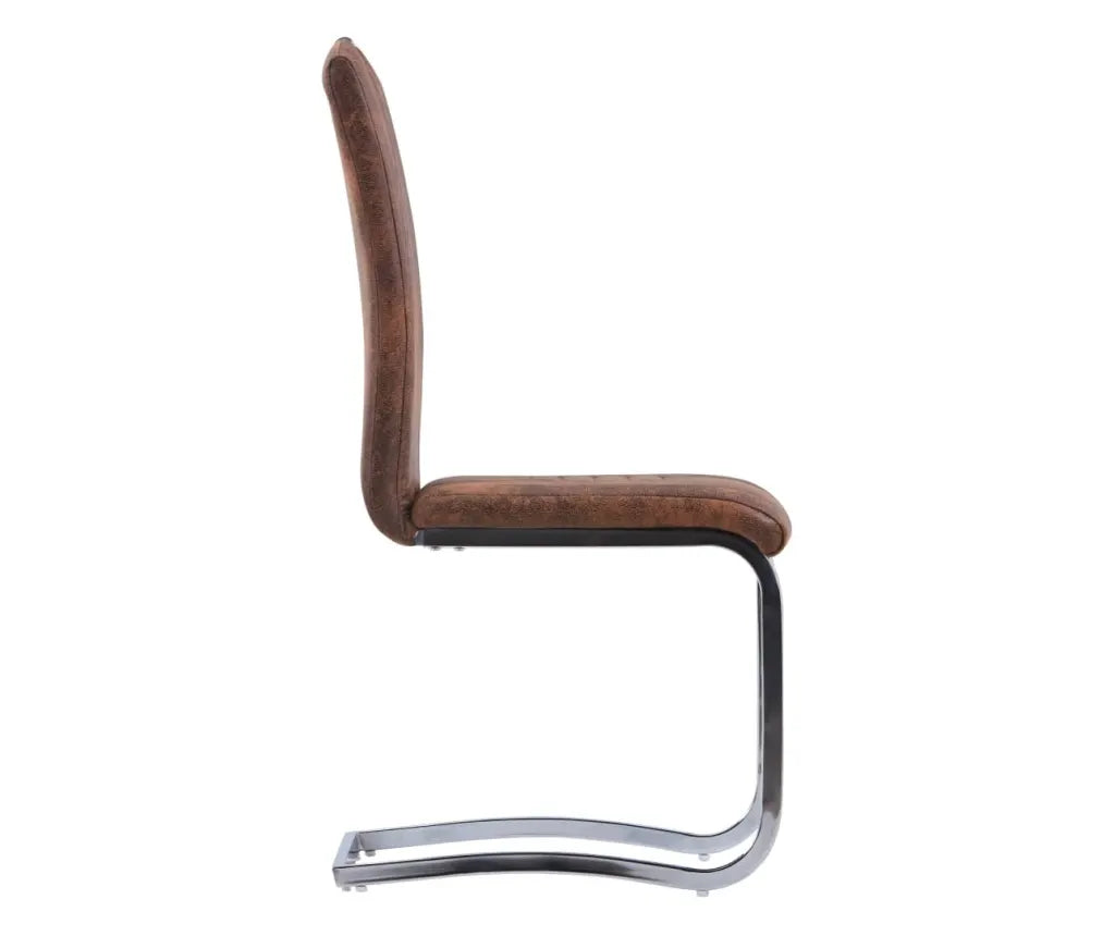 Scaune de bucătărie consolă, 4 buc., maro, piele întoarsă eco