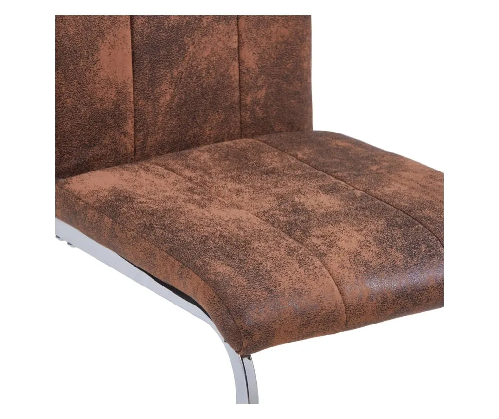 Scaune de bucătărie consolă, 4 buc., maro, piele întoarsă eco