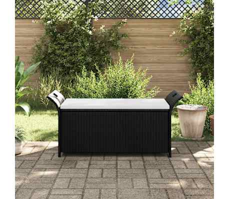 Bancă de depozitare cu pernă, maro, 138 cm, poliratan