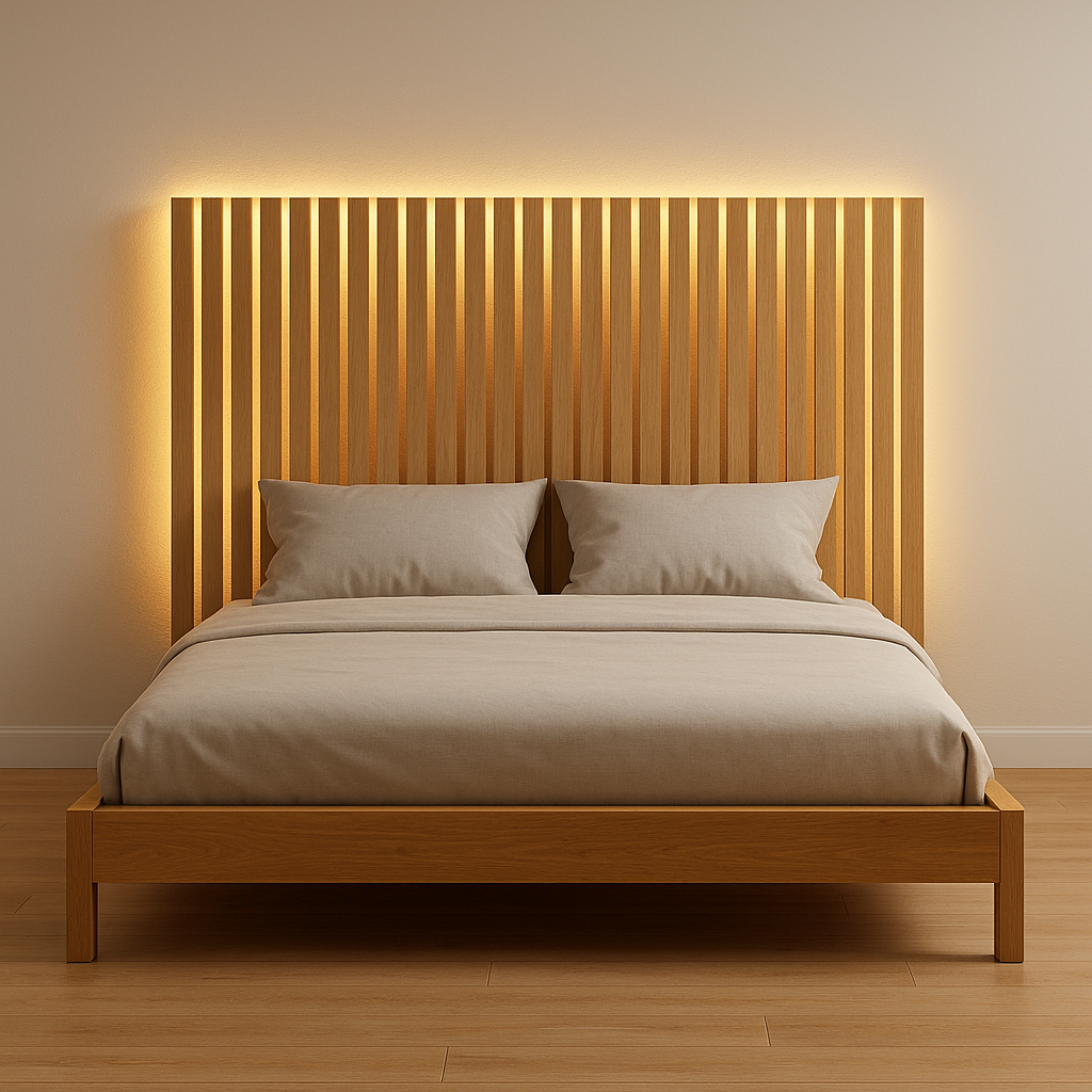 Pat matrimonial Valoria cu tăblie iluminată LED