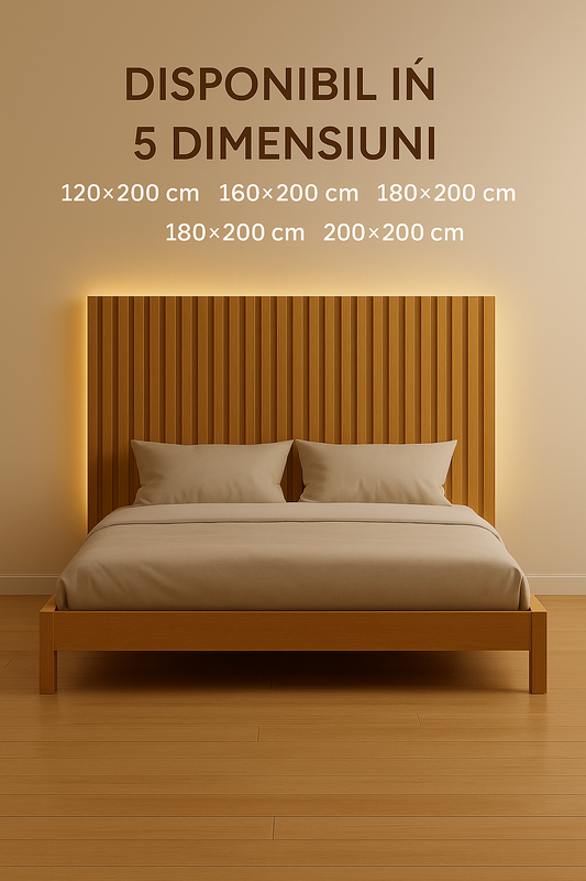 Pat matrimonial Valoria cu tăblie iluminată LED