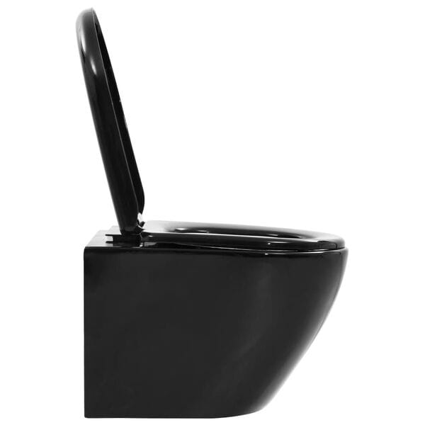 Vas WC suspendat fără ramă, negru, ceramică