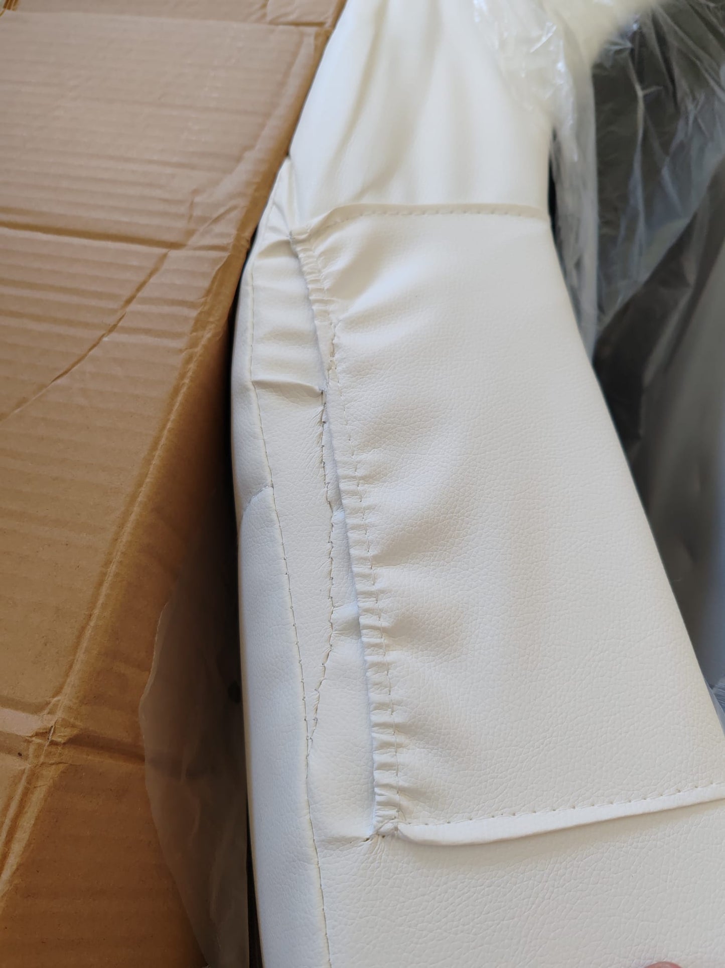 Sezlong de masaj cu perna, alb, piele artificiala