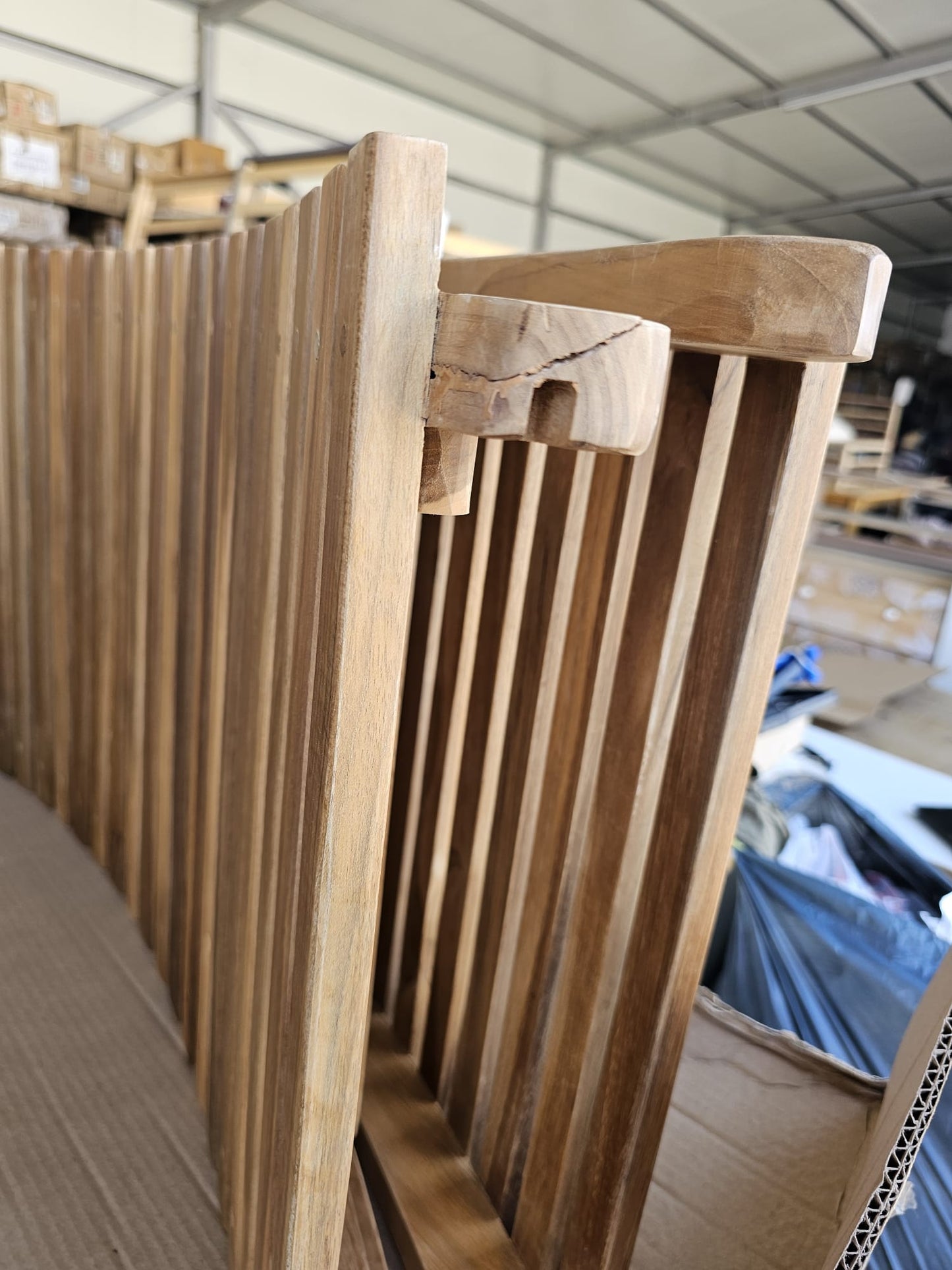 Sezlong pliabil fara perna, lemn masiv tec