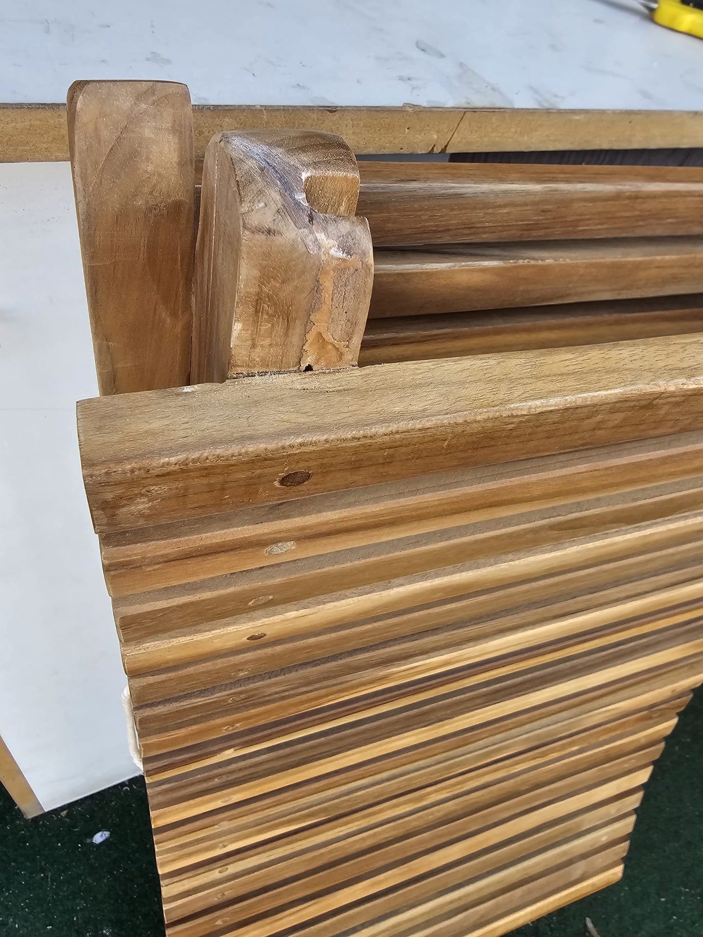 Sezlong pliabil fara perna, lemn masiv tec