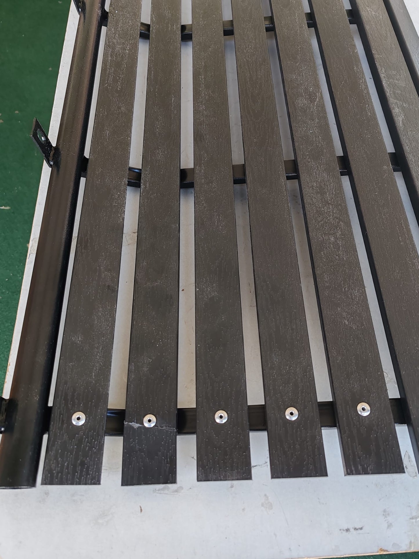 Banca dubla de gradina , negru, 231 cm, otel si WPC