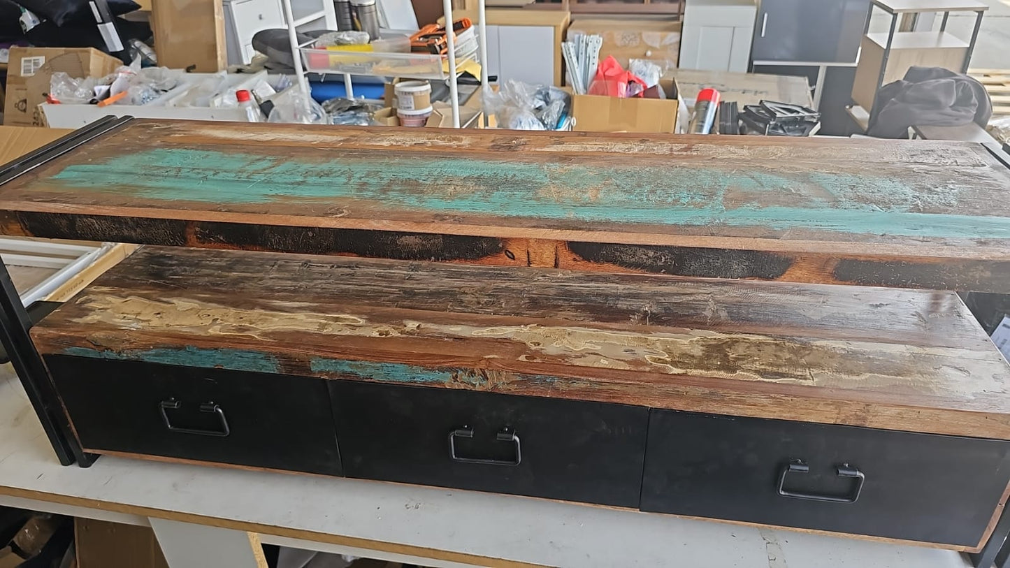 Comodă TV, 120 x 30 x 40 cm, lemn masiv reciclat