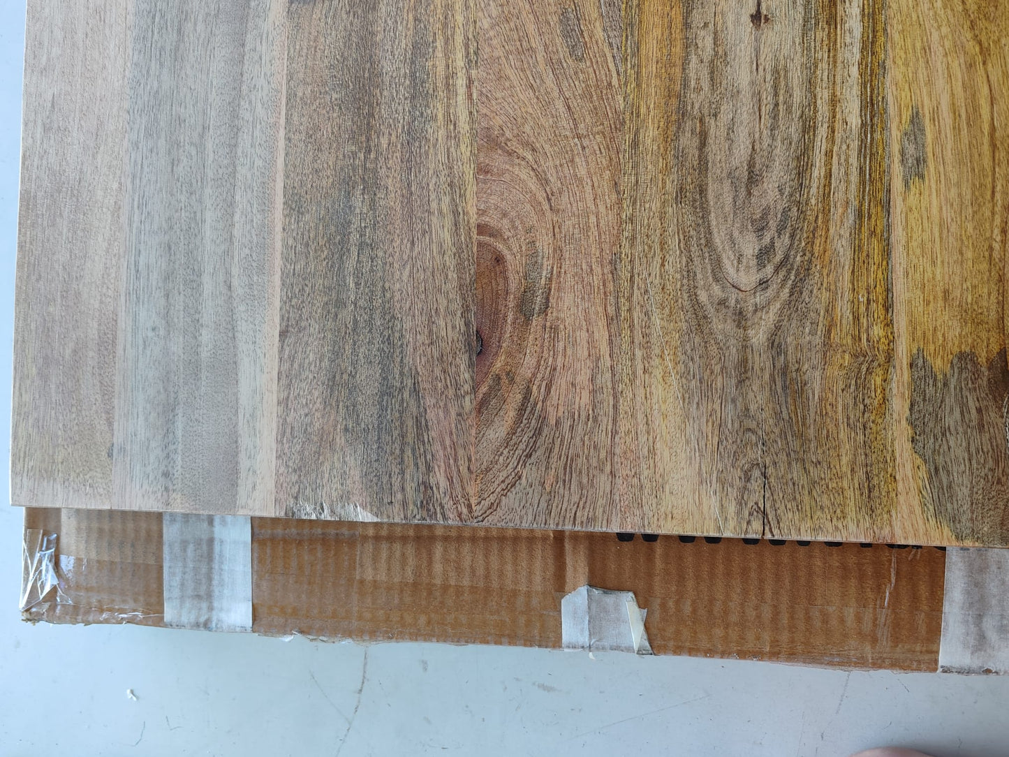 Blat birou cu decupaj curbat 90x60x2,5 cm lemn masiv mango brut