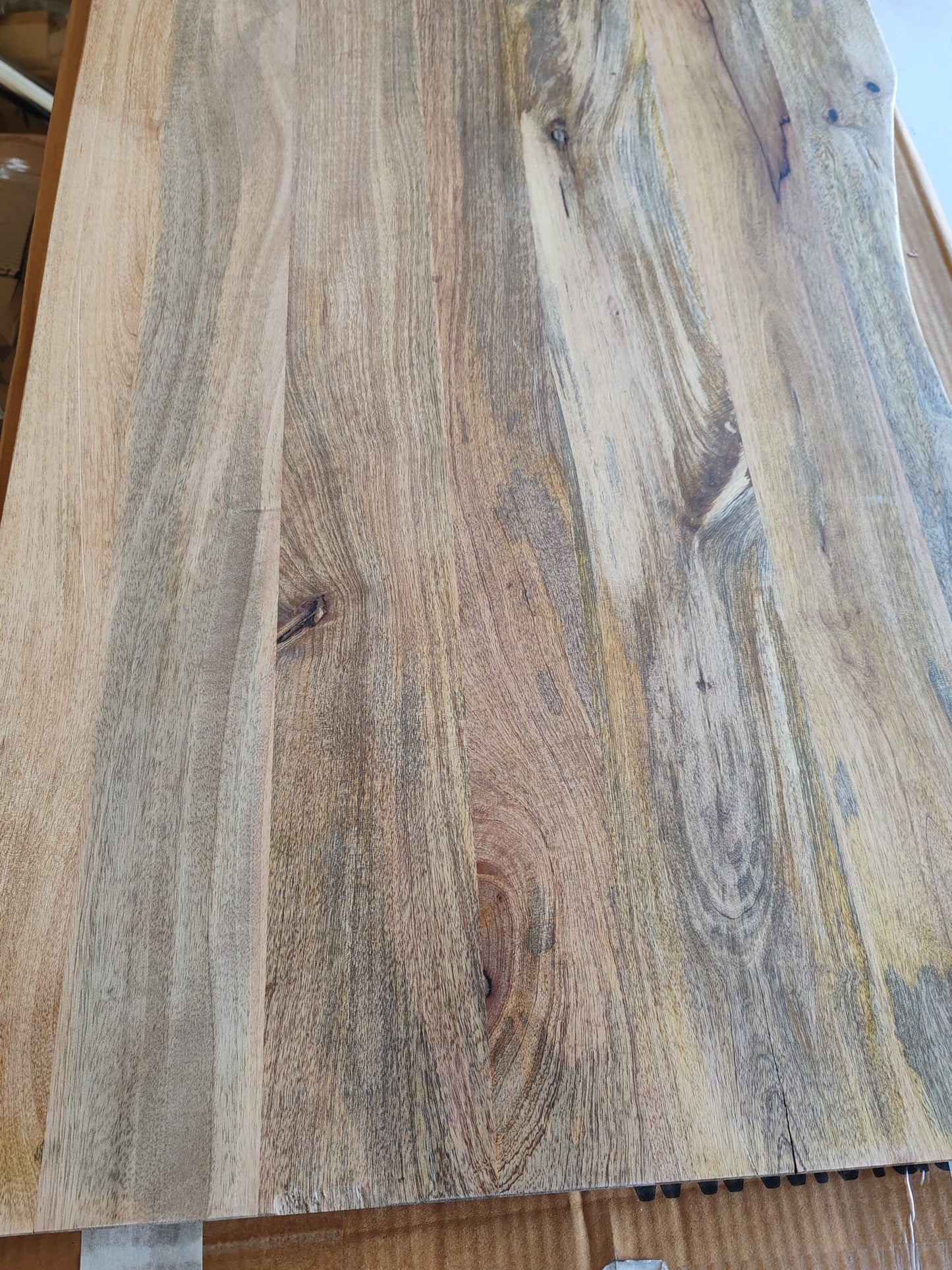 Blat birou cu decupaj curbat 90x60x2,5 cm lemn masiv mango brut