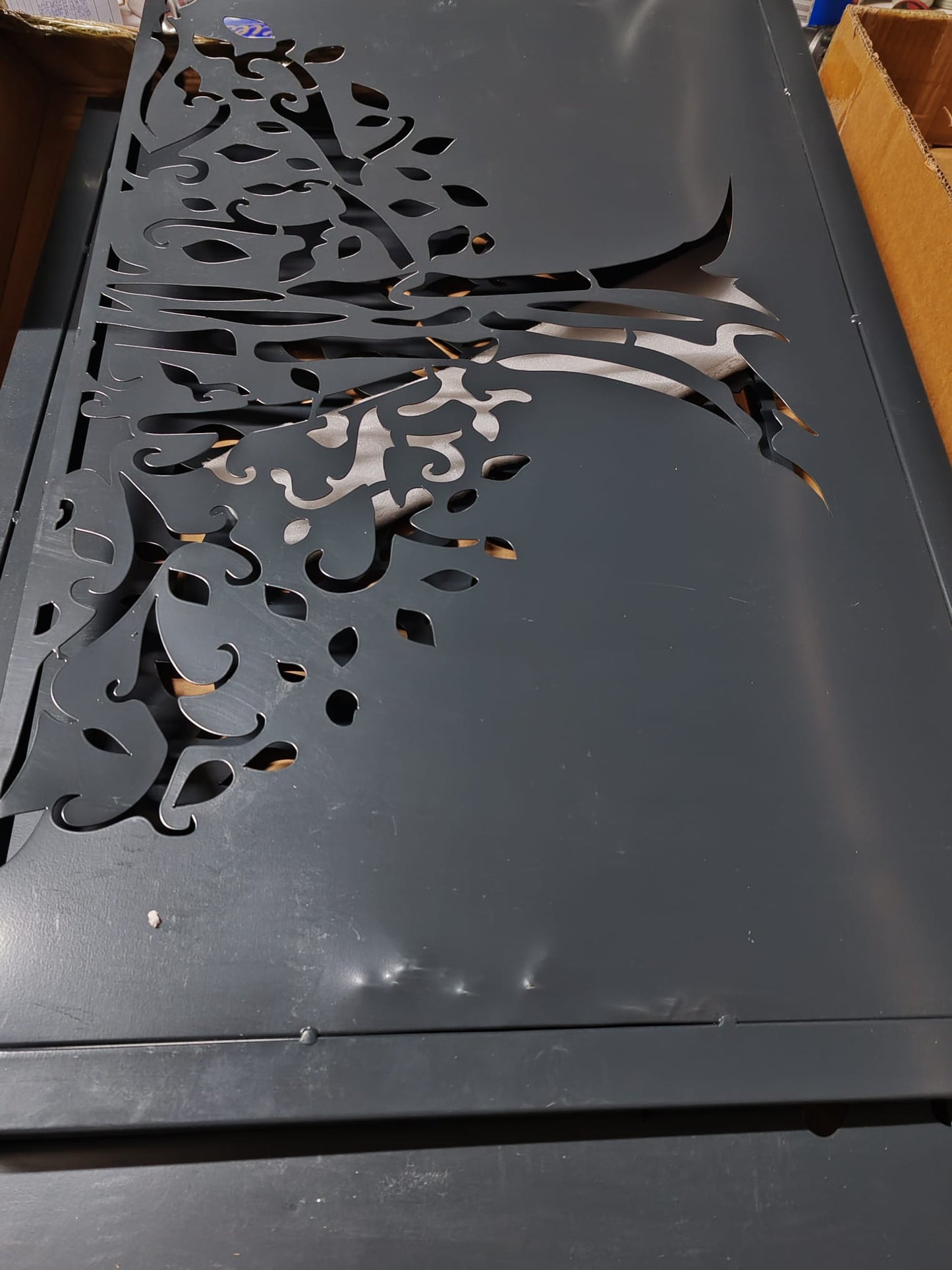 Poartă pentru grădină, antracit, 105x105 cm, oțel, design copac