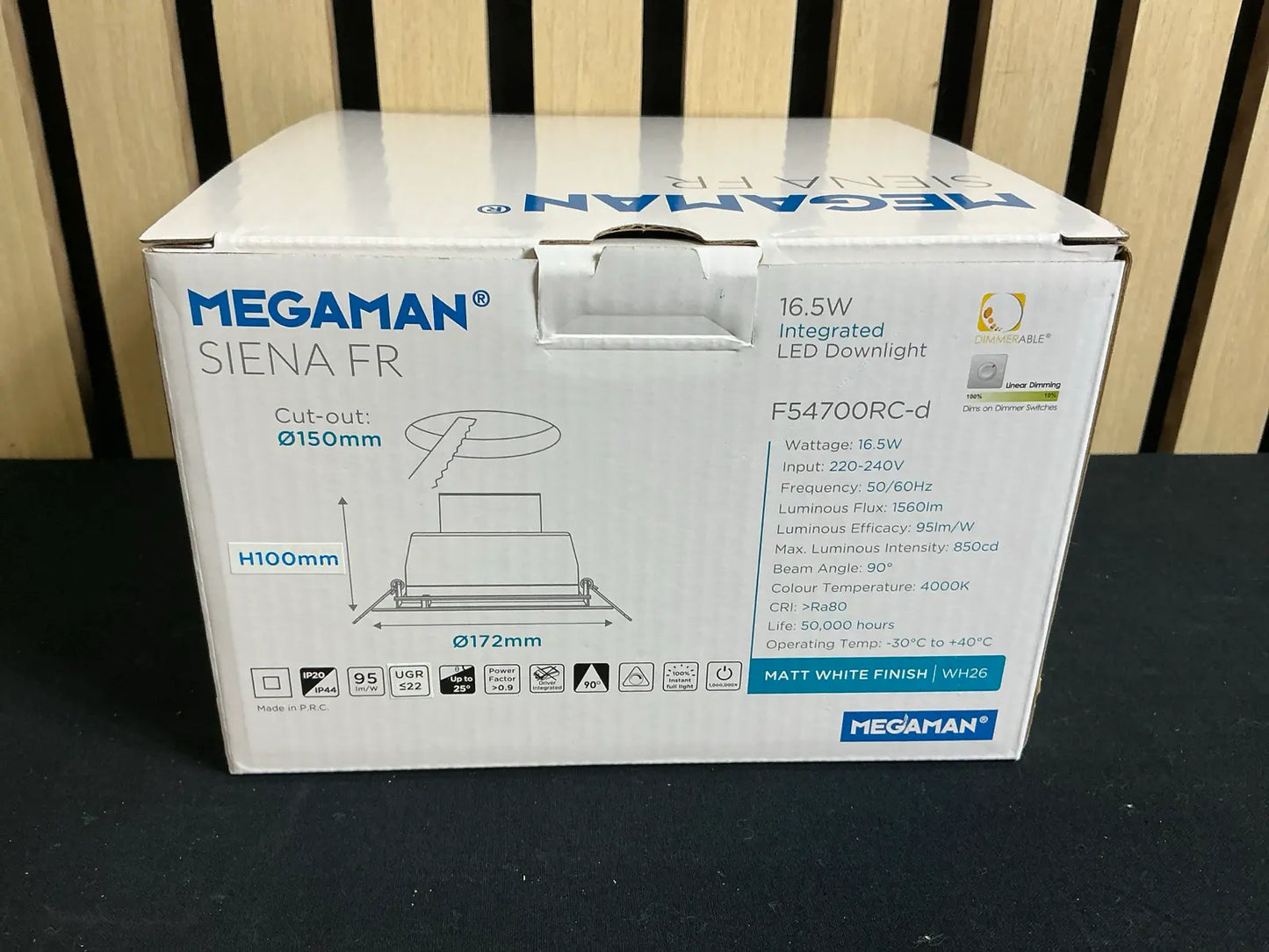 Megaman Siena FR MM07649 – Corp de iluminat LED tip downlight premium, integrat, 16.5W, 4000K, 1560 lumeni