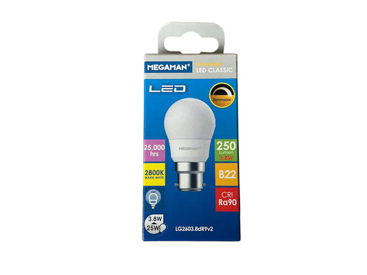 Bec LED Megaman Classic B22, 3.8W, 250lm, 2800K, Dimmable