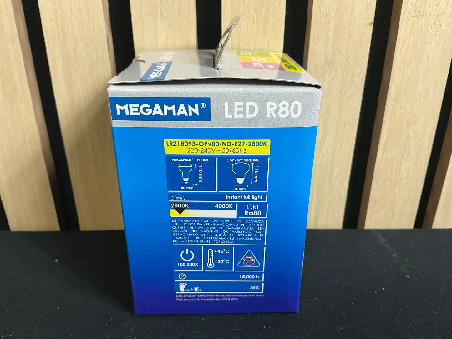 Bec LED MEGAMAN® R80 E27, 9.3W, 810 lumeni, 2800K Warm White – Premium