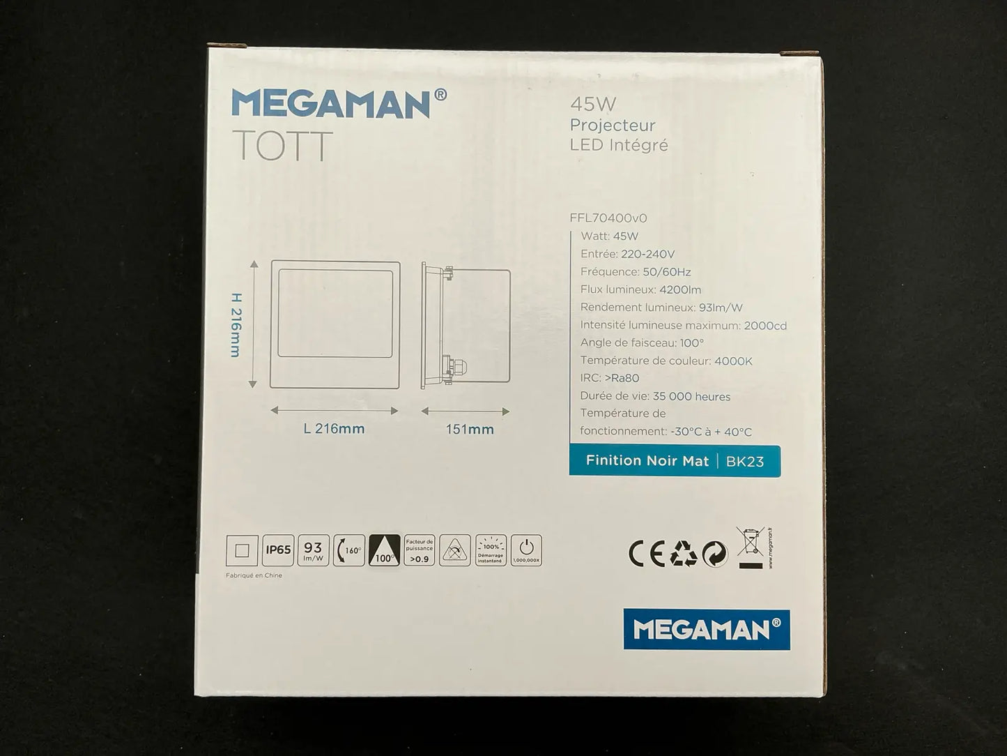 Proiector LED MEGAMAN TOTT 45W, 4000K, IP65