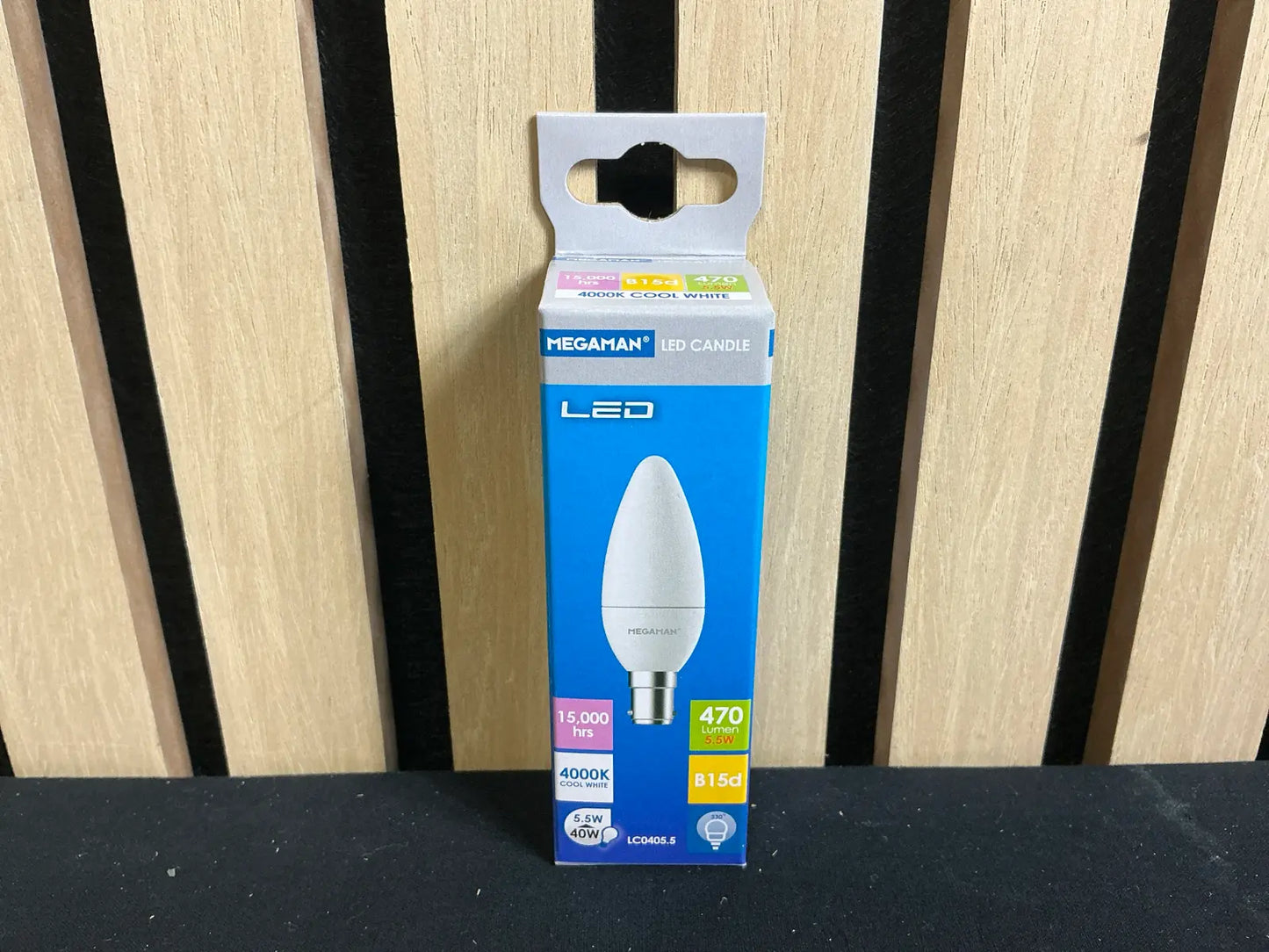 Bec LED tip lumânare MEGAMAN 5.5W B15d – 4000K, lumină rece