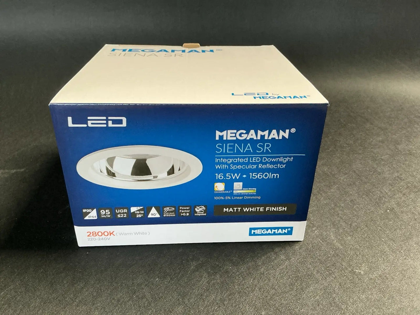 Spot LED Încastrat MEGAMAN SIENA SR, 16.5W, 2800K, 1560lm, Dimmable, Alb Mat