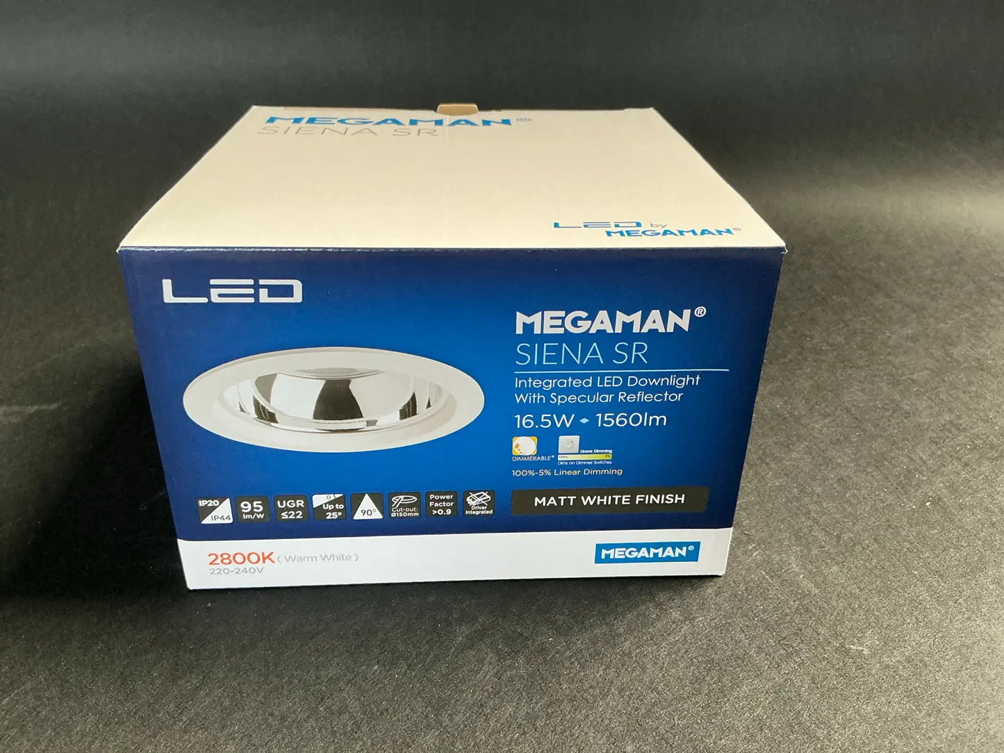 Spot LED Încastrat MEGAMAN SIENA SR, 16.5W, 2800K, 1560lm, Dimmable, Alb Mat