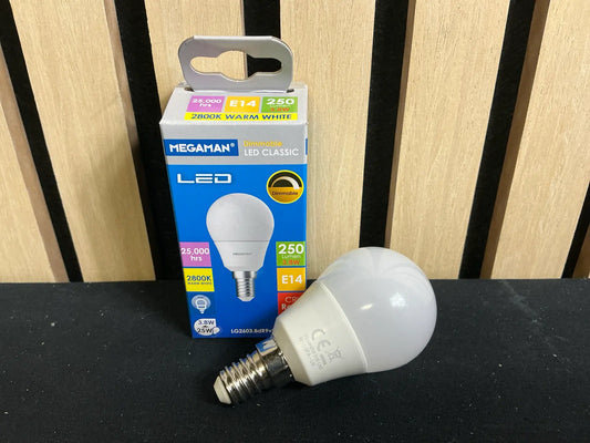 Bec LED MEGAMAN® Classic E14, 3.8W, 250lm, 2800K – Dimmable