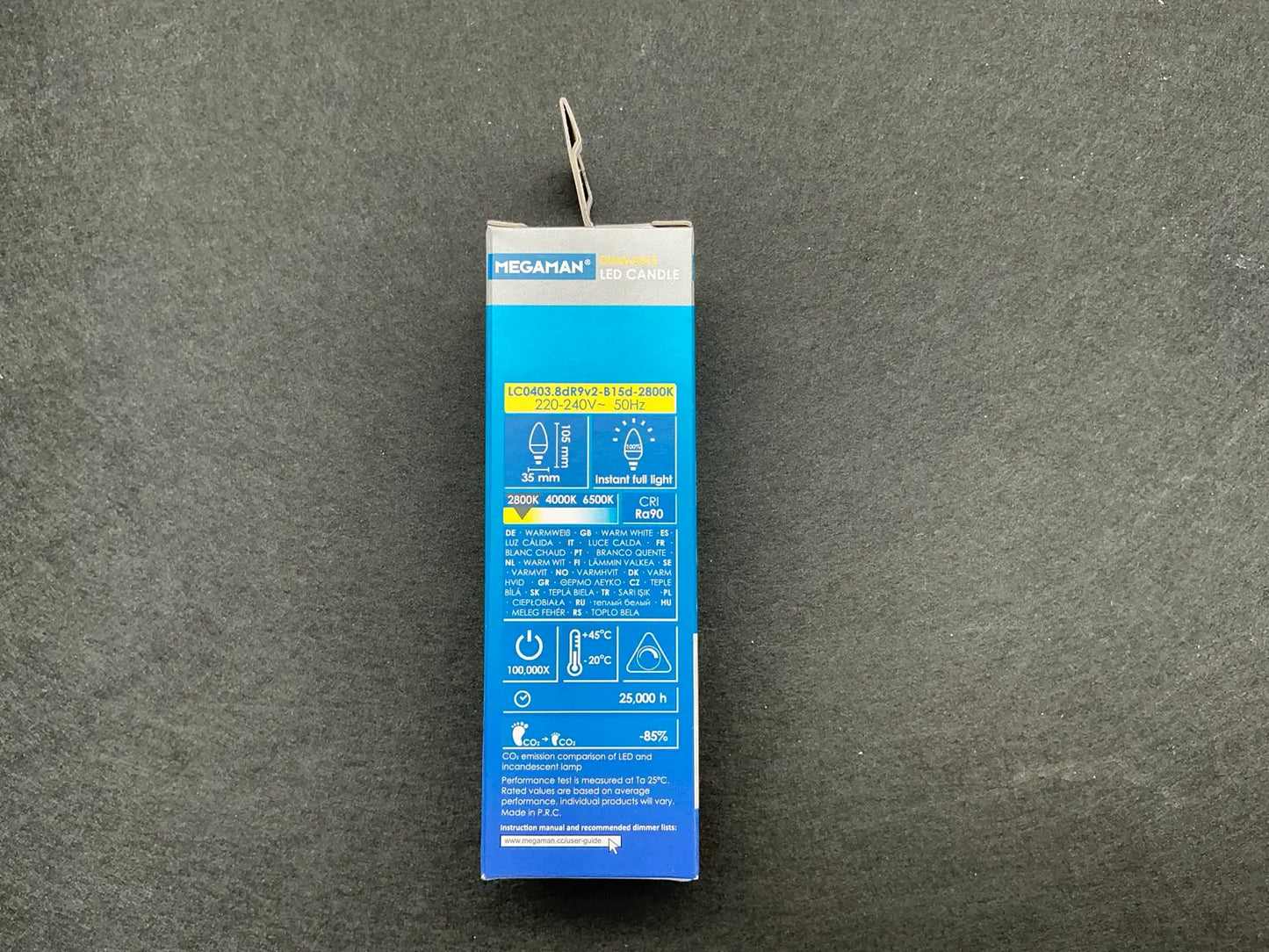 Descriere bec LED Megaman Candle B15d 3.8W 2800K (lumina caldă)