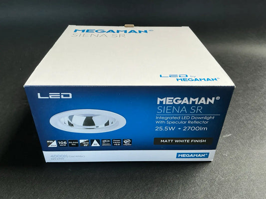 Spot LED încastrat Megaman SIENA SR, 25.5W, 2700lm, reflector lucios, alb mat 519286