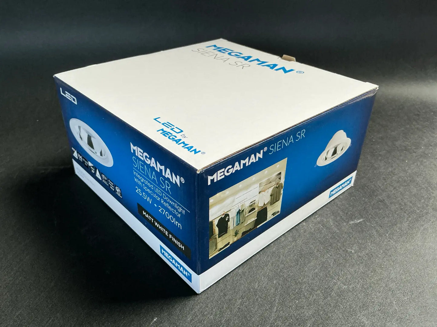 Spot LED încastrat Megaman SIENA SR, 25.5W, 2700lm, reflector lucios, alb mat 519286