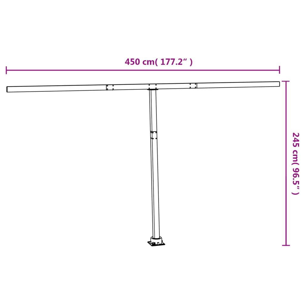 Set stâlp pentru copertină, antracit, 450x245 cm, fier