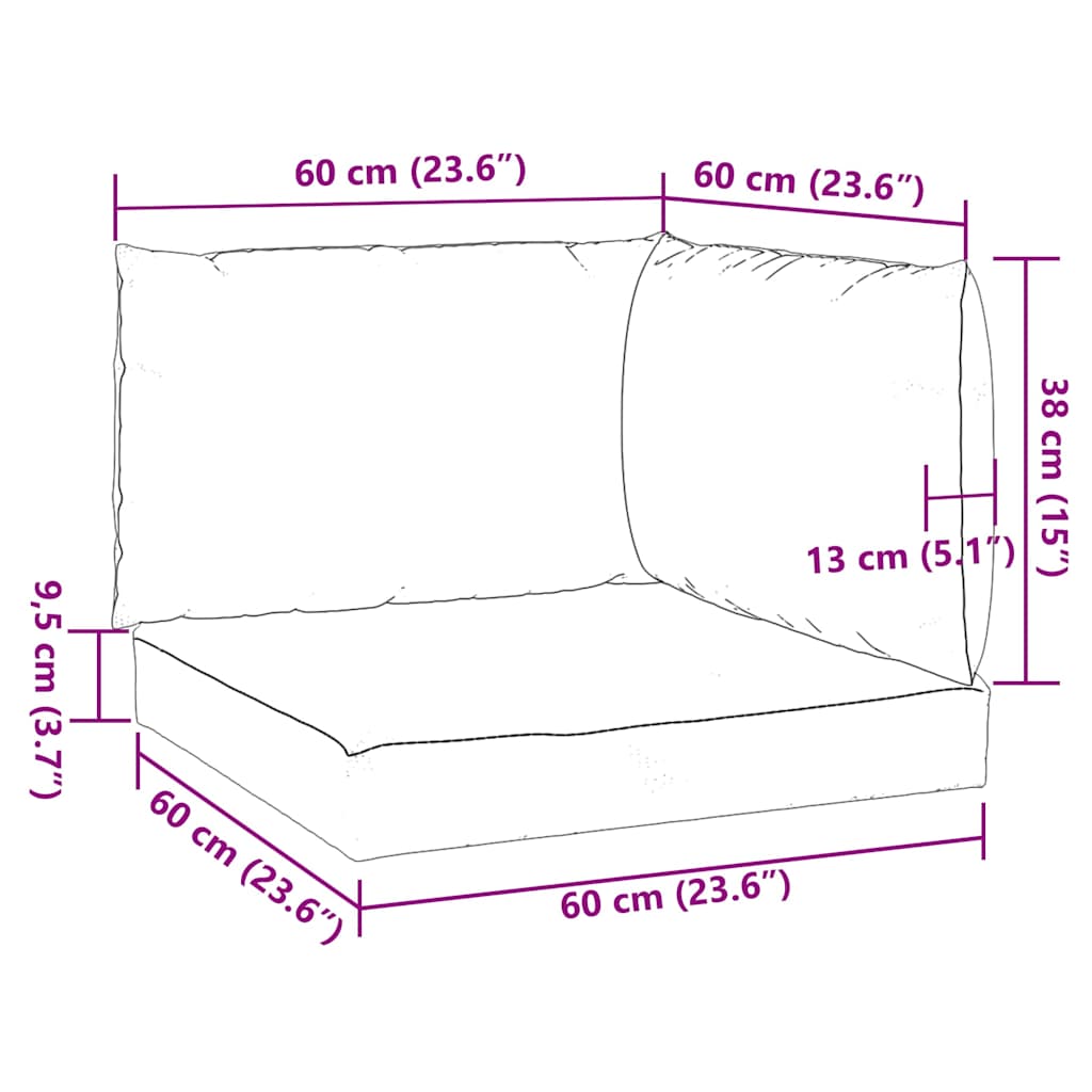 Perne de paleți, 3 buc., melanj crem, material textil