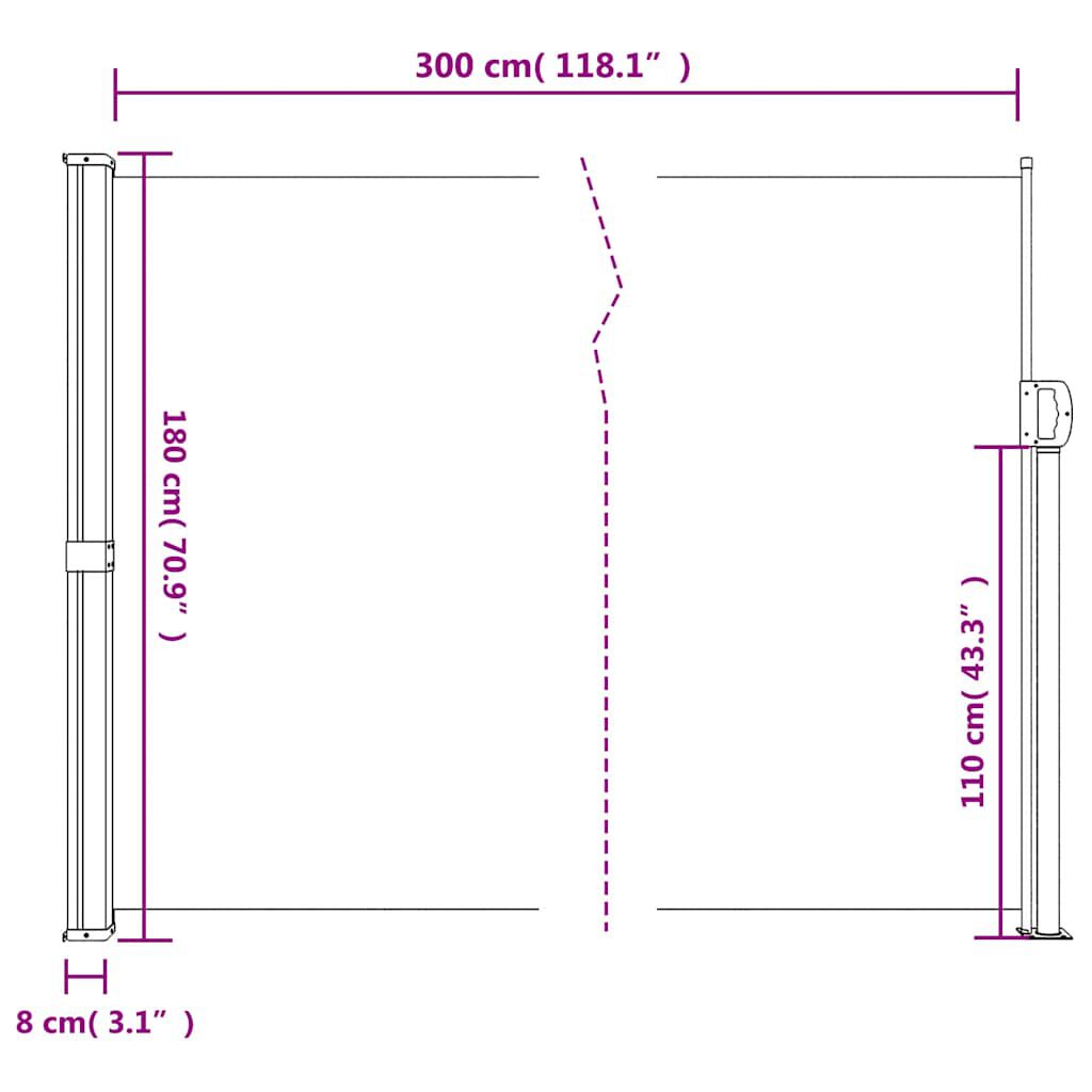 Copertina laterală retractabilă, alb, 180x300 cm