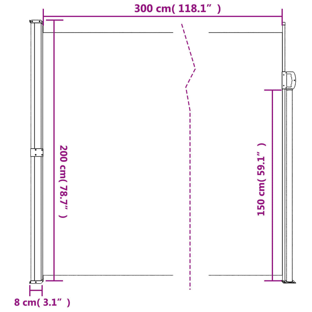 Copertina laterală retractabilă, verde închis, 200x300 cm