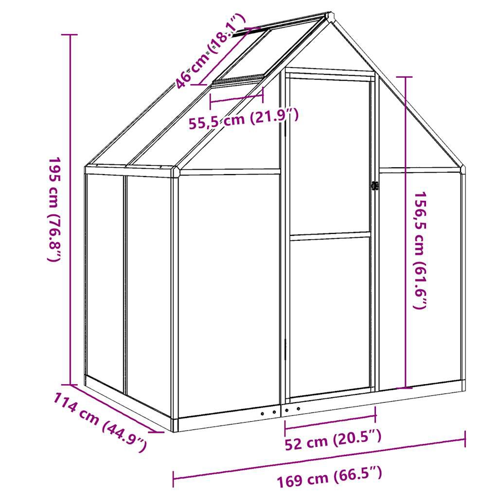 Sere cu cadru de bază, antracit, 169x114x195 cm, aluminiu