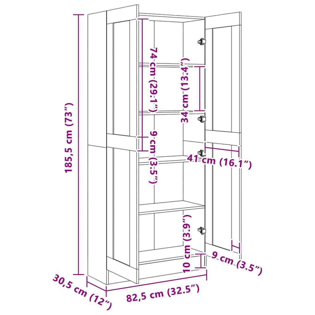 Bibliotecă, alb, 82,5x30,5x185,5 cm, lemn prelucrat