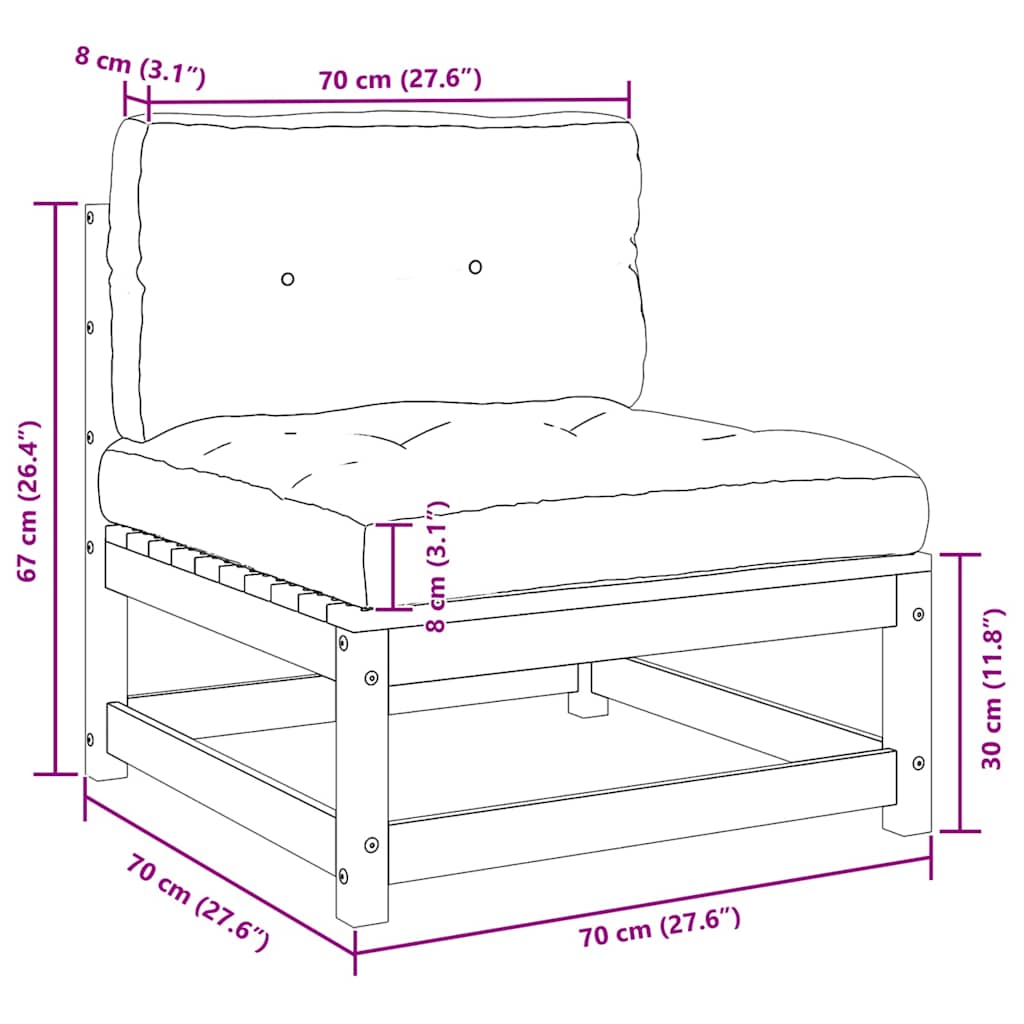 Set mobilier grădină cu perne 2 piese, maro miere lemn masiv pin