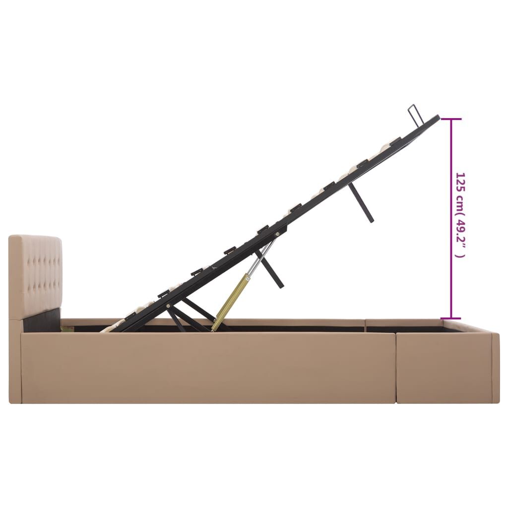 Cadru pat hidraulic, depozitare cappuccino 140x200 cm piele eco