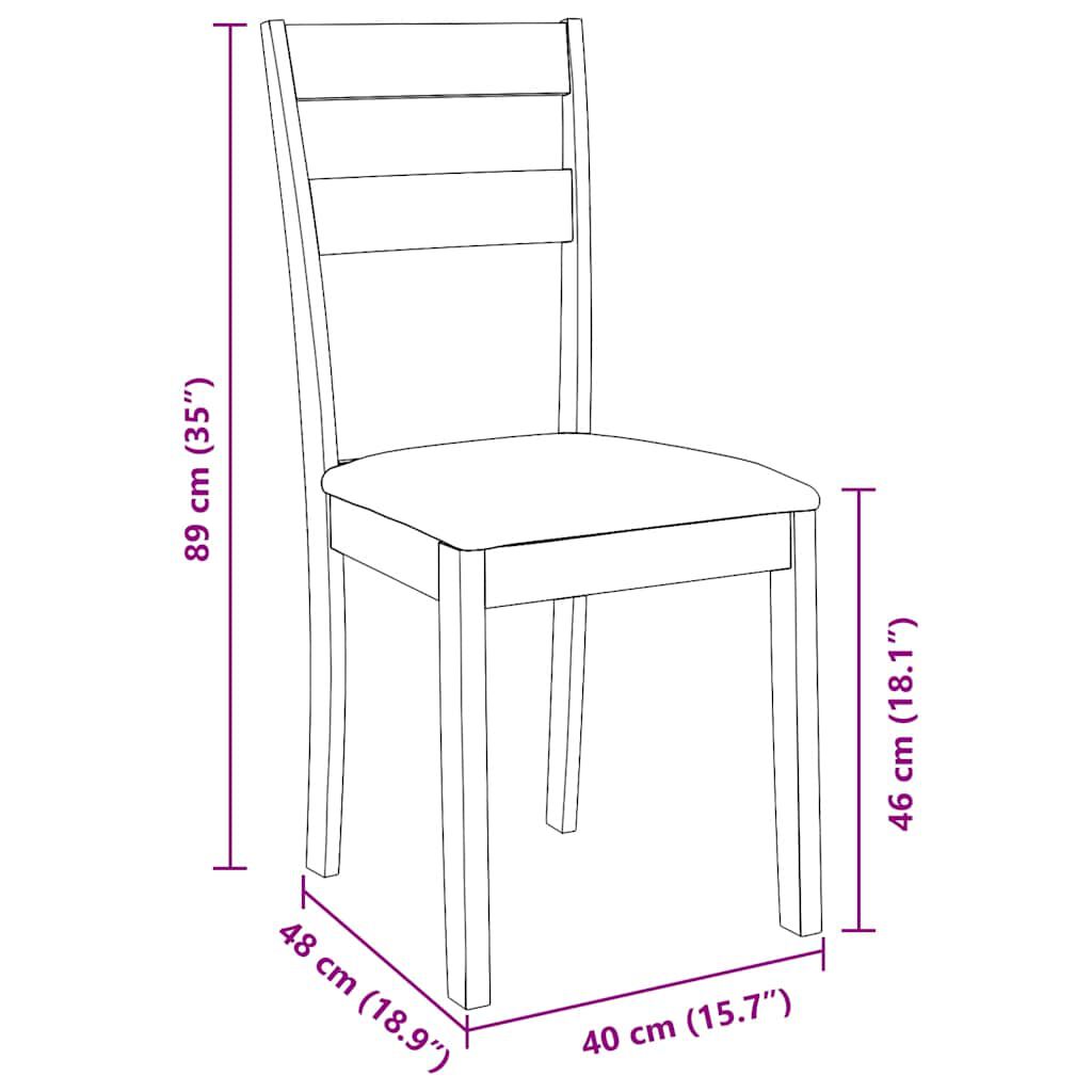 Scaune de sufragerie cu perne 2 buc cauciuc din lemn masiv alb