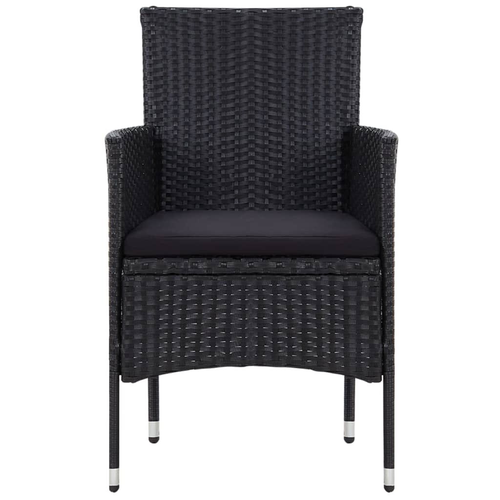 Set mobilier de grădină cu perne, 5 piese, negru, poliratan