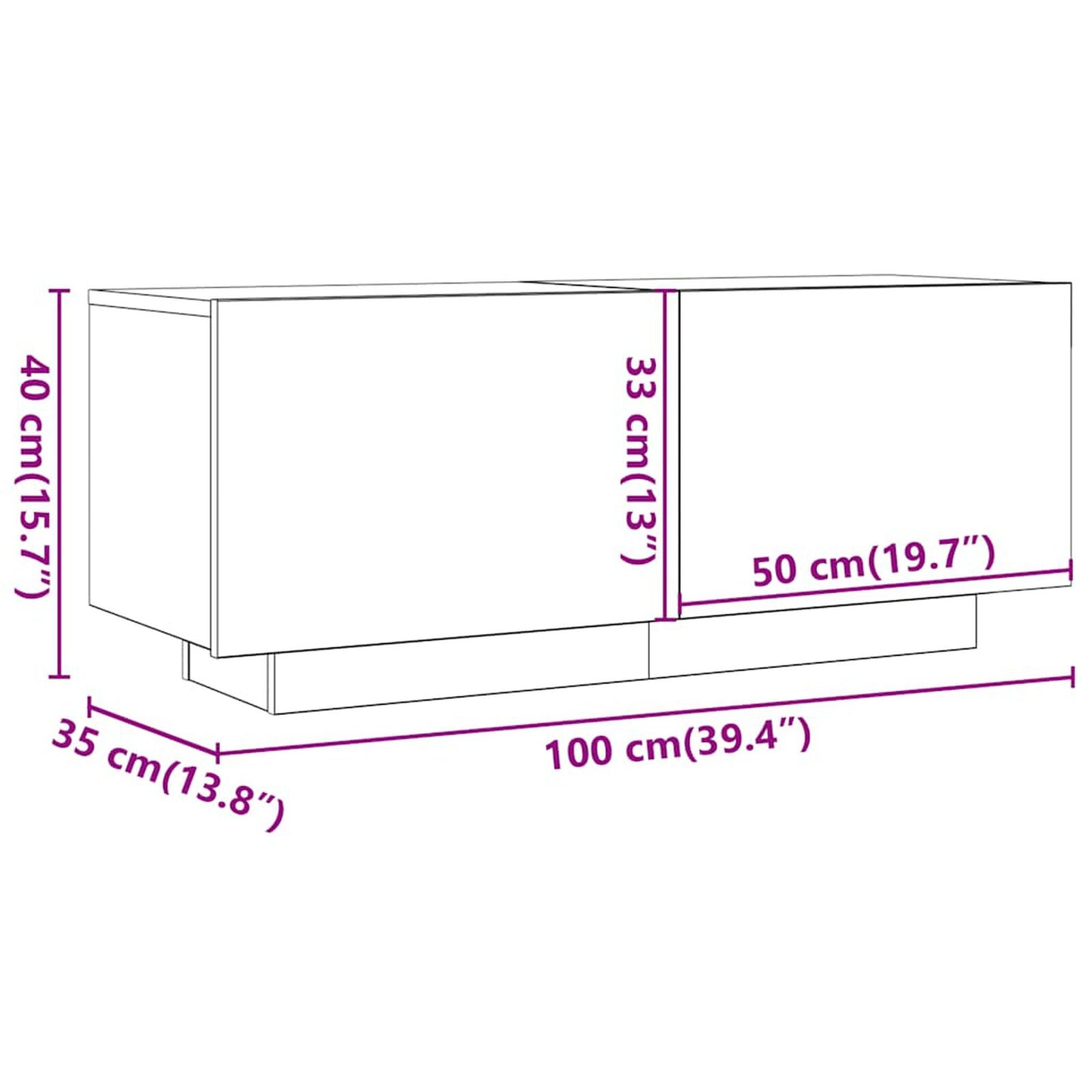 Comodă TV, stejar maro, 100x35x40 cm, lemn prelucrat