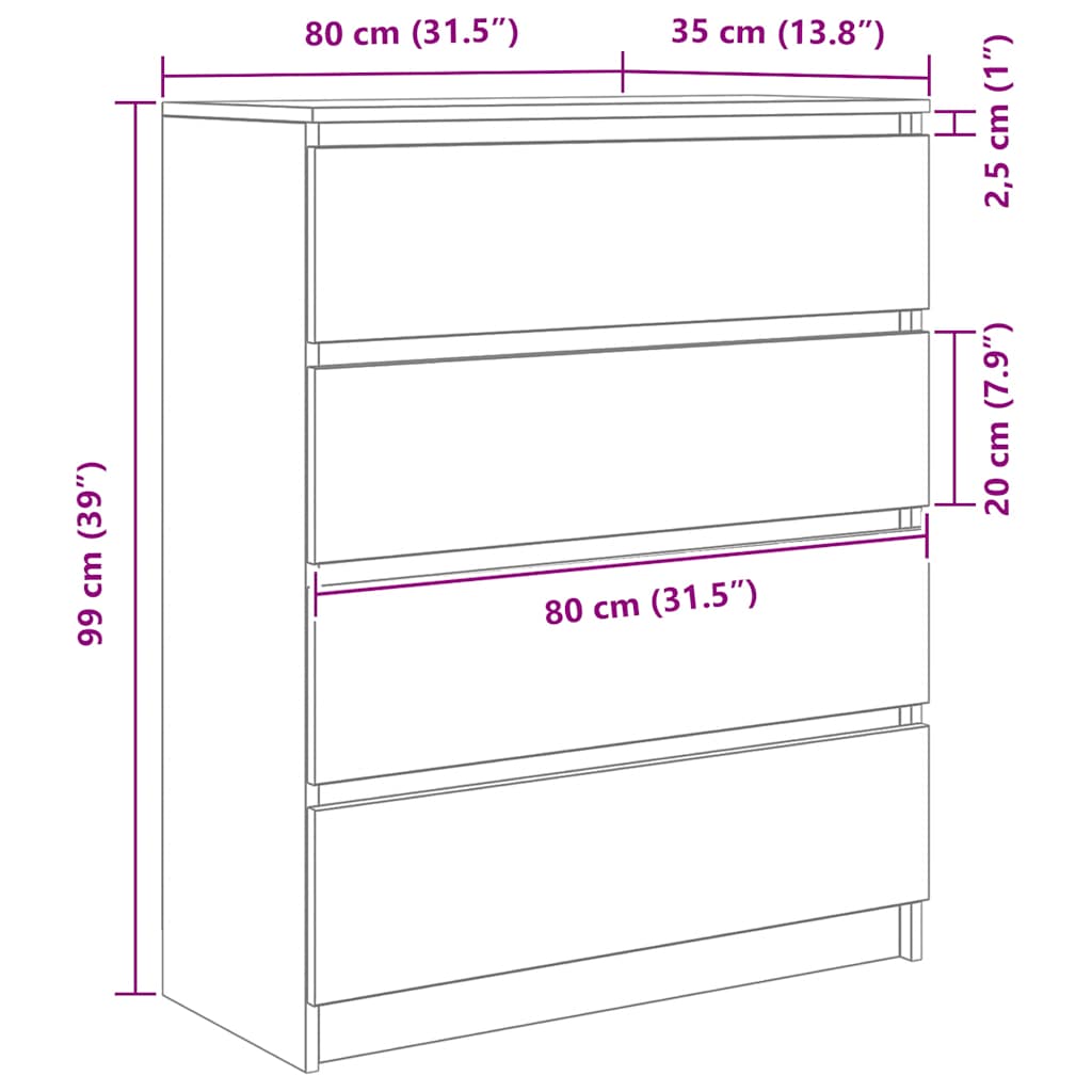 Bufetă Stejar Sonoma 80x35x99 cm Lemn prelucrat
