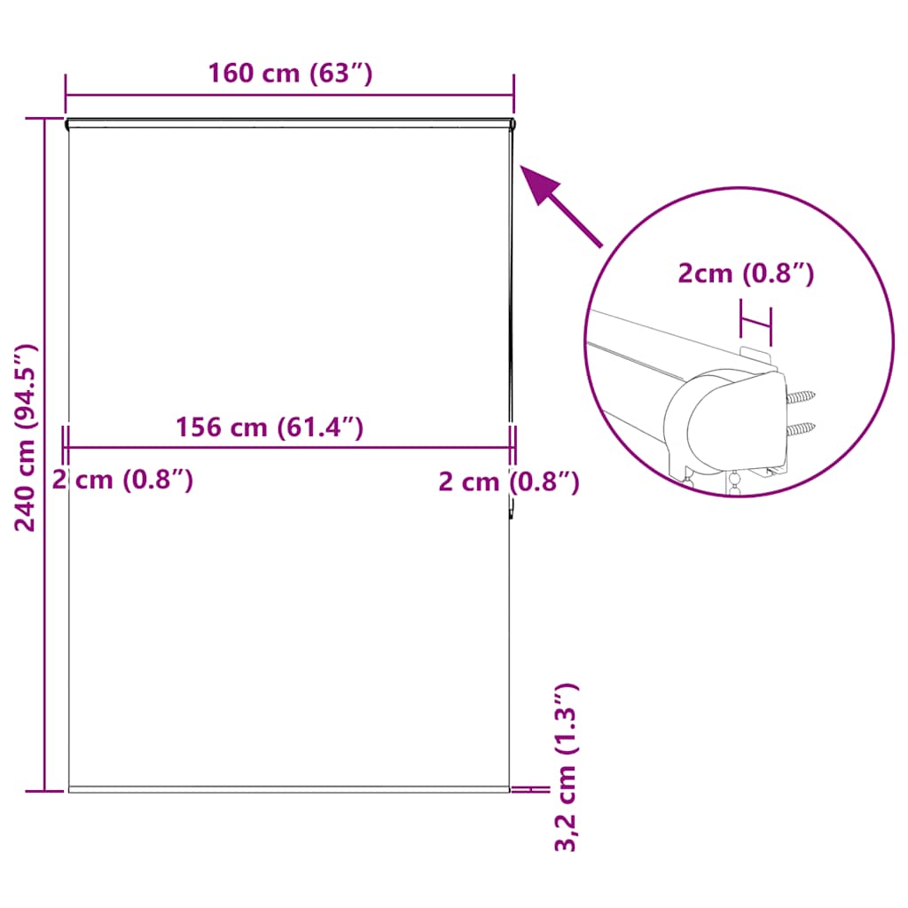 Jaluzea cu role de duș cu casetă 160x240cm lățime material 156cm