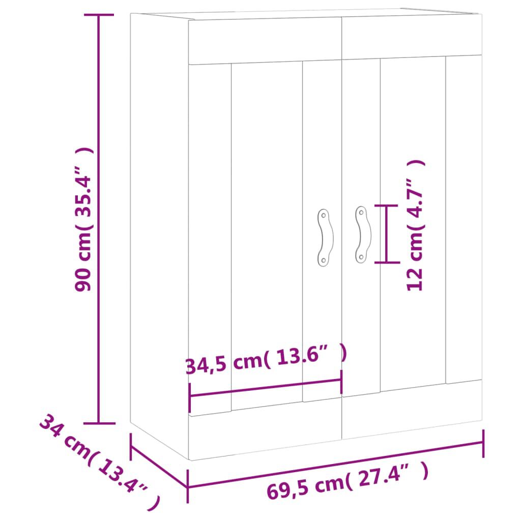 Dulap cu montaj pe perete, alb, 69,5x34x90 cm