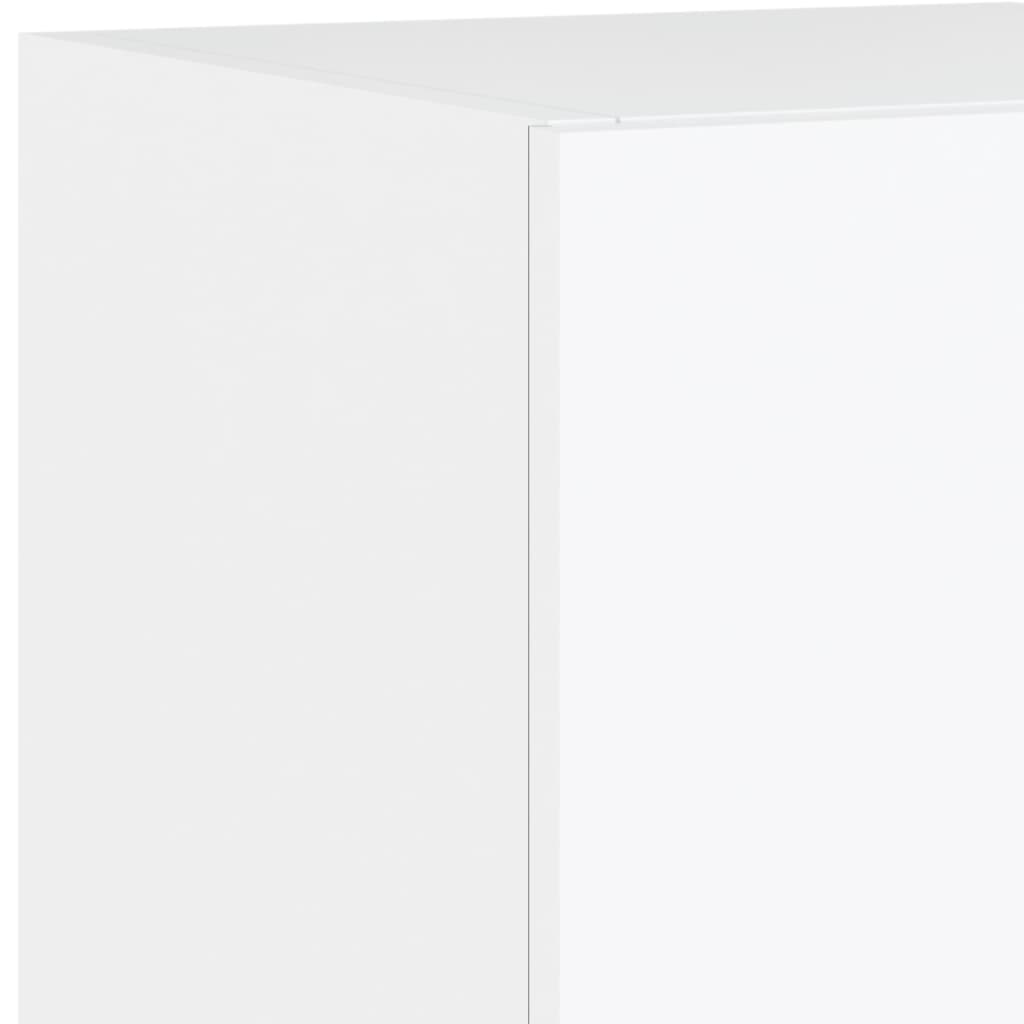 Comode TV de perete cu lumini LED, 2 buc., alb, 30,5x35x70 cm