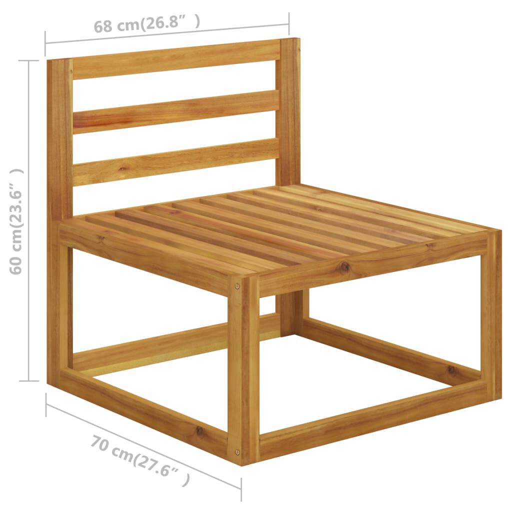 Set de 3 scaune de grădină din lemn natural