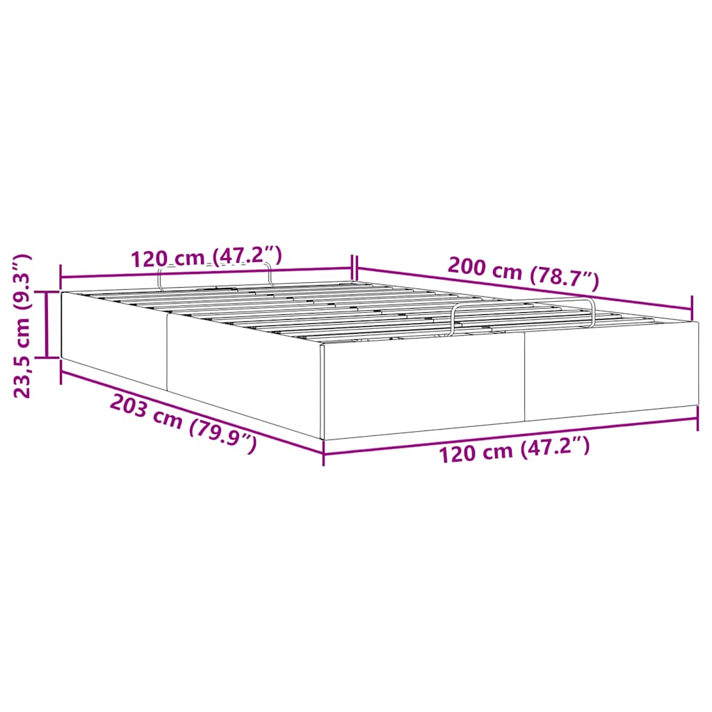 Cadru pat otoman fără saltea Gri închis 120x200 cm material textil