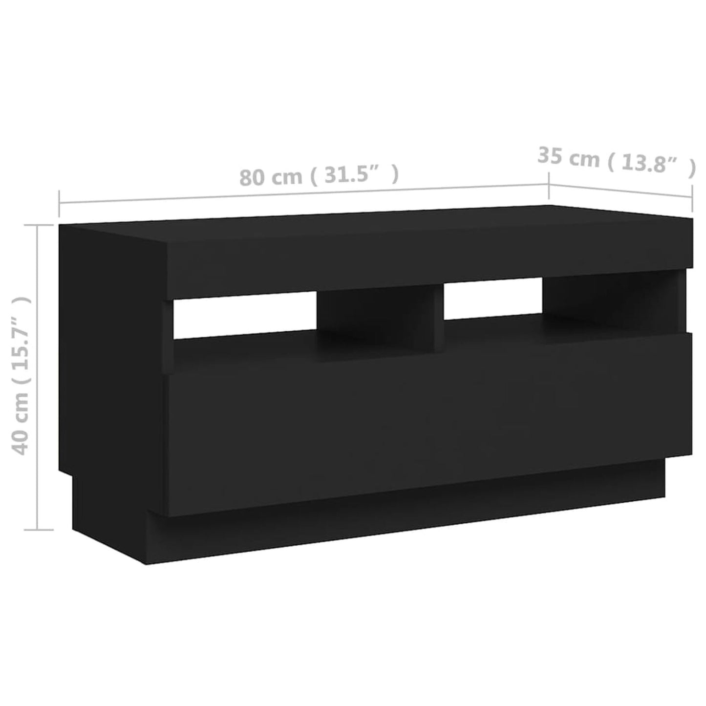 Comodă TV cu lumini LED, negru, 80x35x40 cm