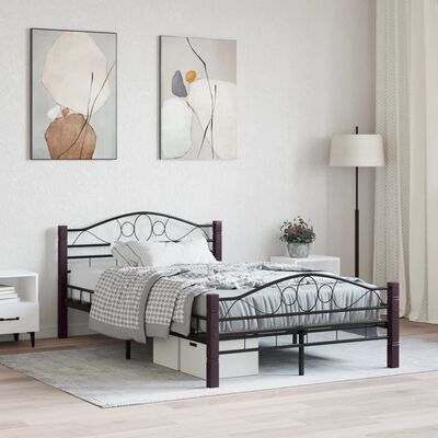 Cadru de pat, negru, 120 x 200 cm, metal