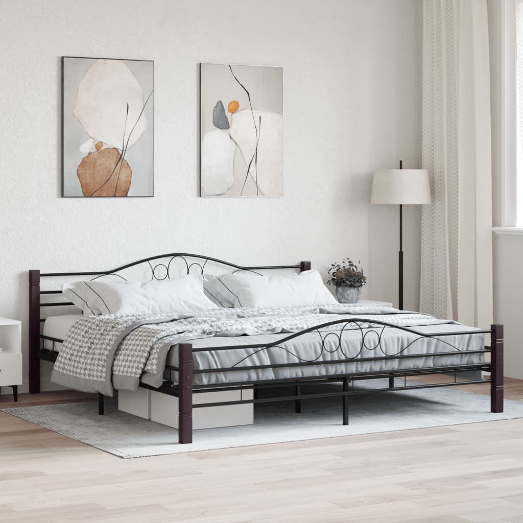 Cadru de pat, negru, 200 x 200 cm, metal