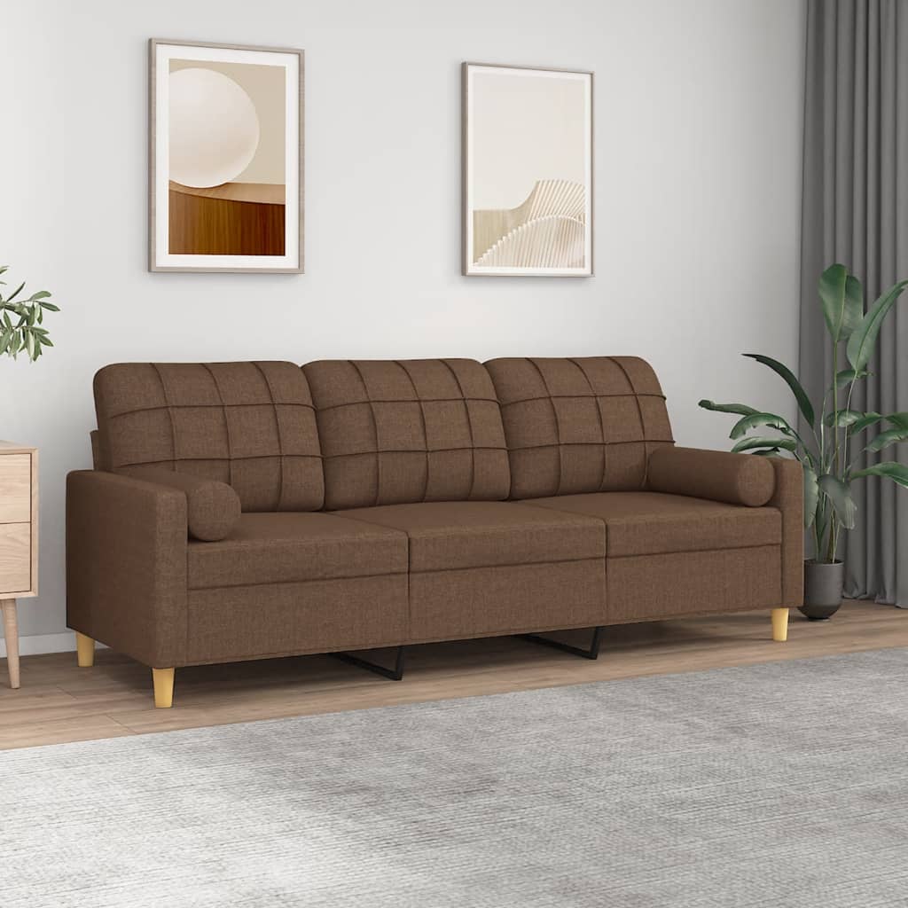 Canapea cu 3 locuri , maro, 180 cm, textil