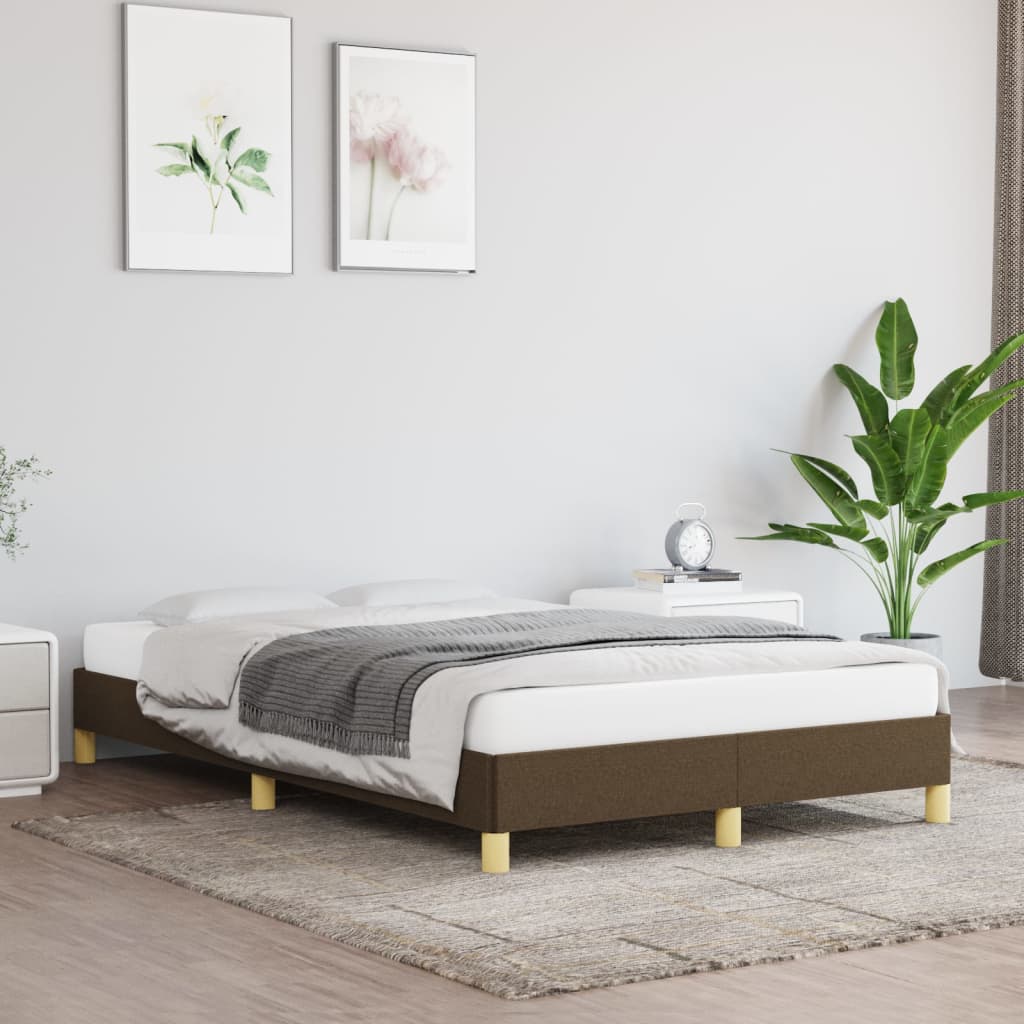 Cadru de pat fără saltea, maro închis, 120x200 cm, textil